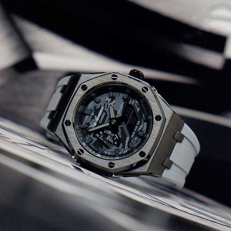 G-shock GA-2100ca-8A カシオーク カスタムケース ステンレスブラック ラバーストラップ g139 – Ashield