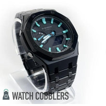 Load image into Gallery viewer, G-shock Ga2100-1A カシオーク カスタムケース  T-ブルー ブラックブラッシュ マット ケース　g173
