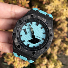 Load image into Gallery viewer, G-shock カシオーク カスタムケース GA-2100-1A1 Tブルー カーボンケース ノーロゴ ダイヤル　g186
